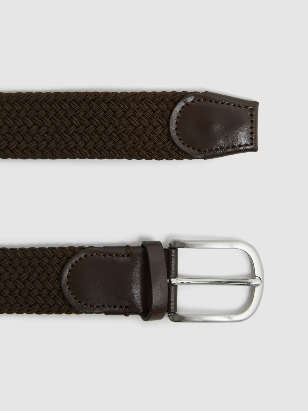 Men Woven Belt in Dark Brown