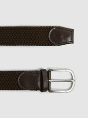 Men Woven Belt in Dark Brown