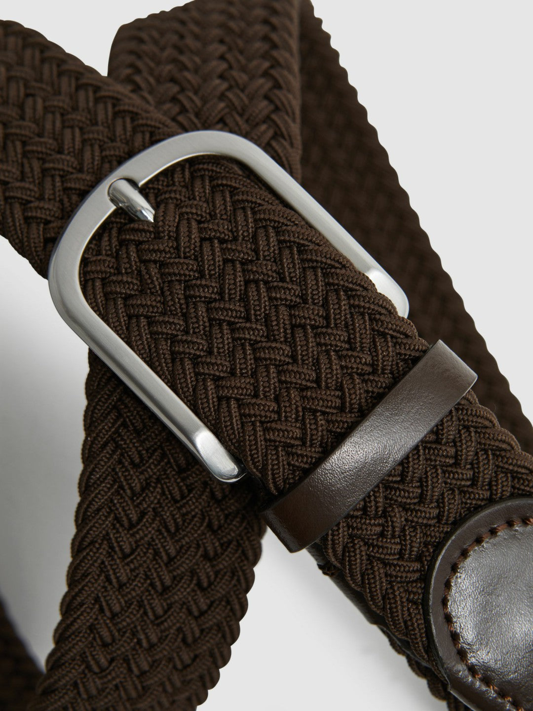 Men Woven Belt in Dark Brown