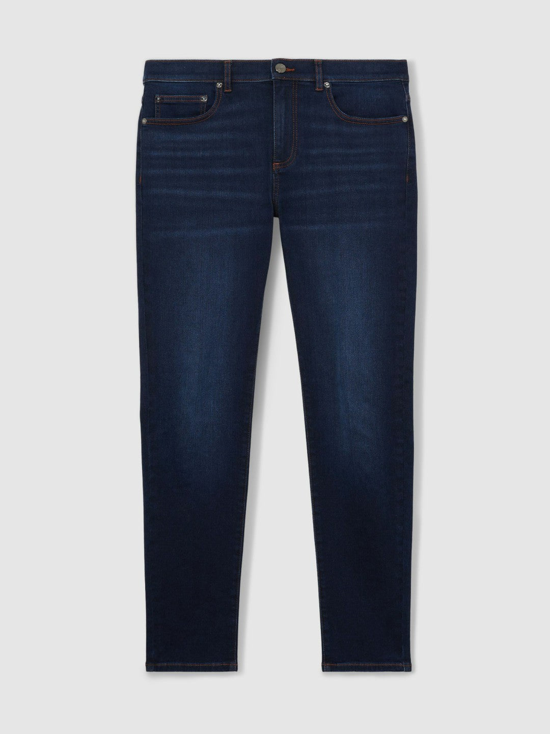 Men Skinny-Fit Jeans in Washed Dark Indigo