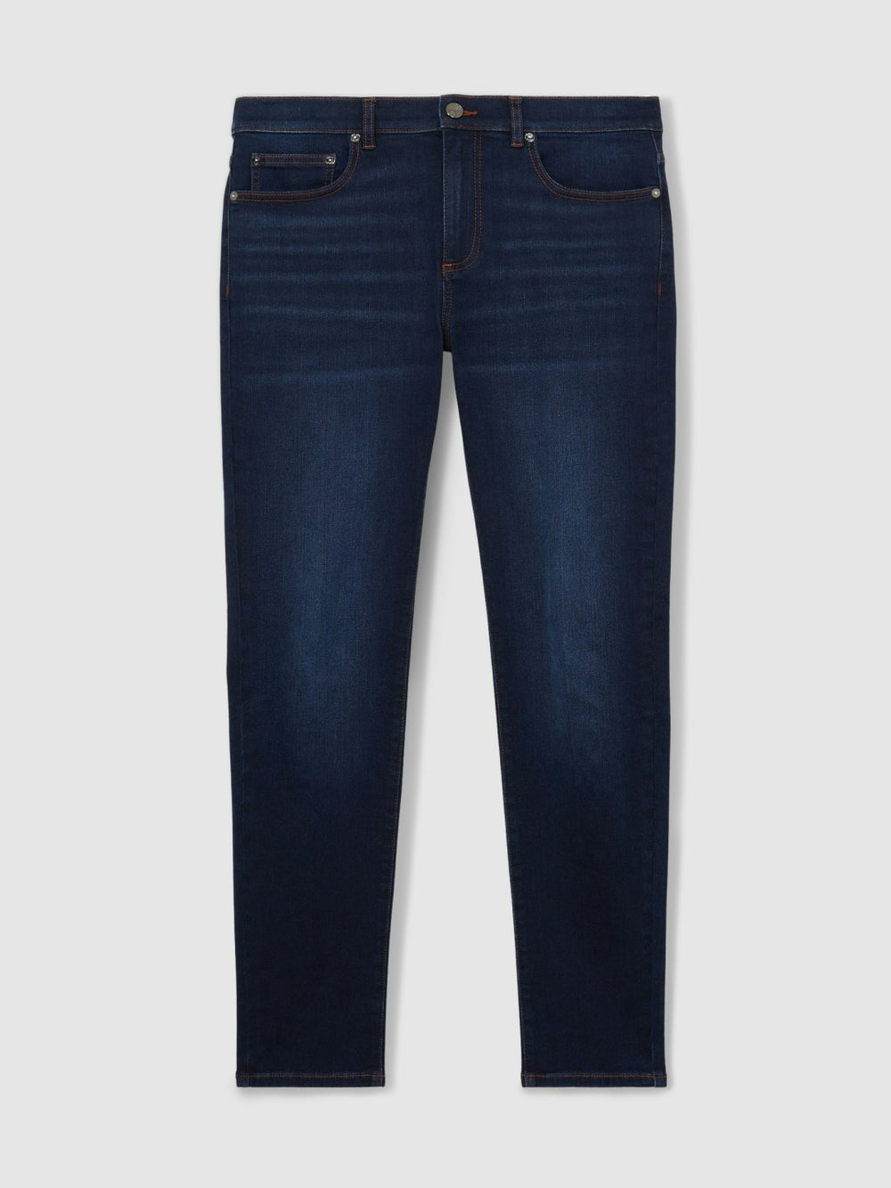Men Skinny-Fit Jeans in Washed Dark Indigo