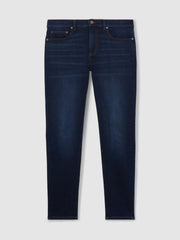 Men Skinny-Fit Jeans in Washed Dark Indigo