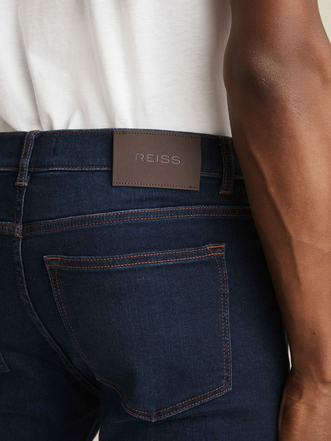 Men Skinny-Fit Jeans in Washed Dark Indigo