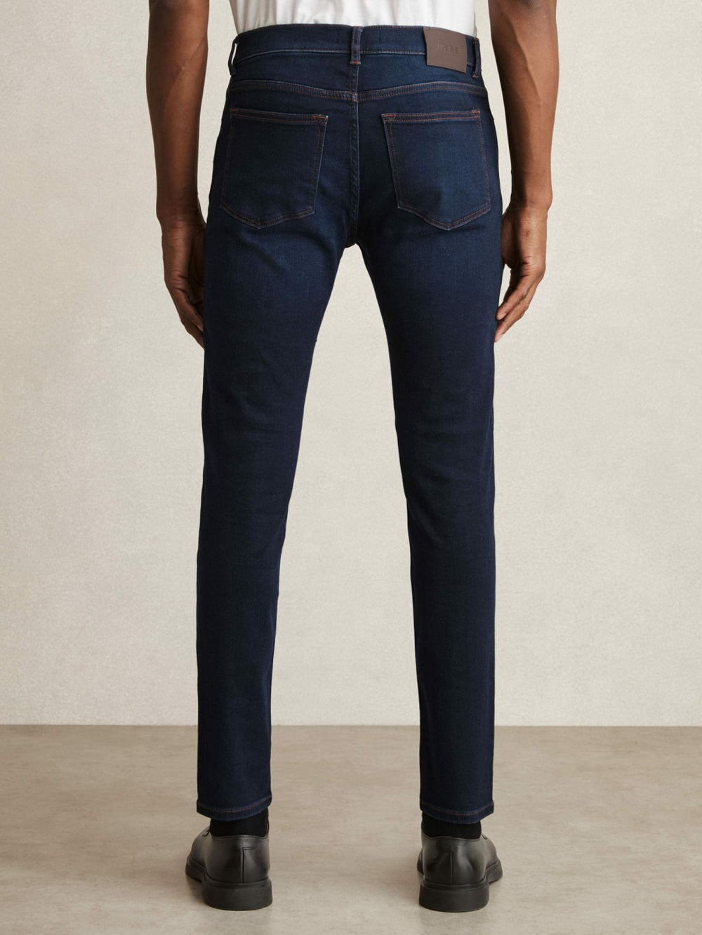 Men Skinny-Fit Jeans in Washed Dark Indigo