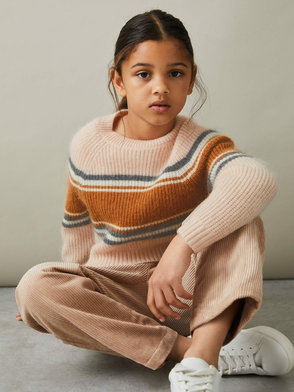 Children & Baby Colourblock Striped Jumper in Pink