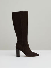 Women Block Heel Knee High Boots in Chocolate