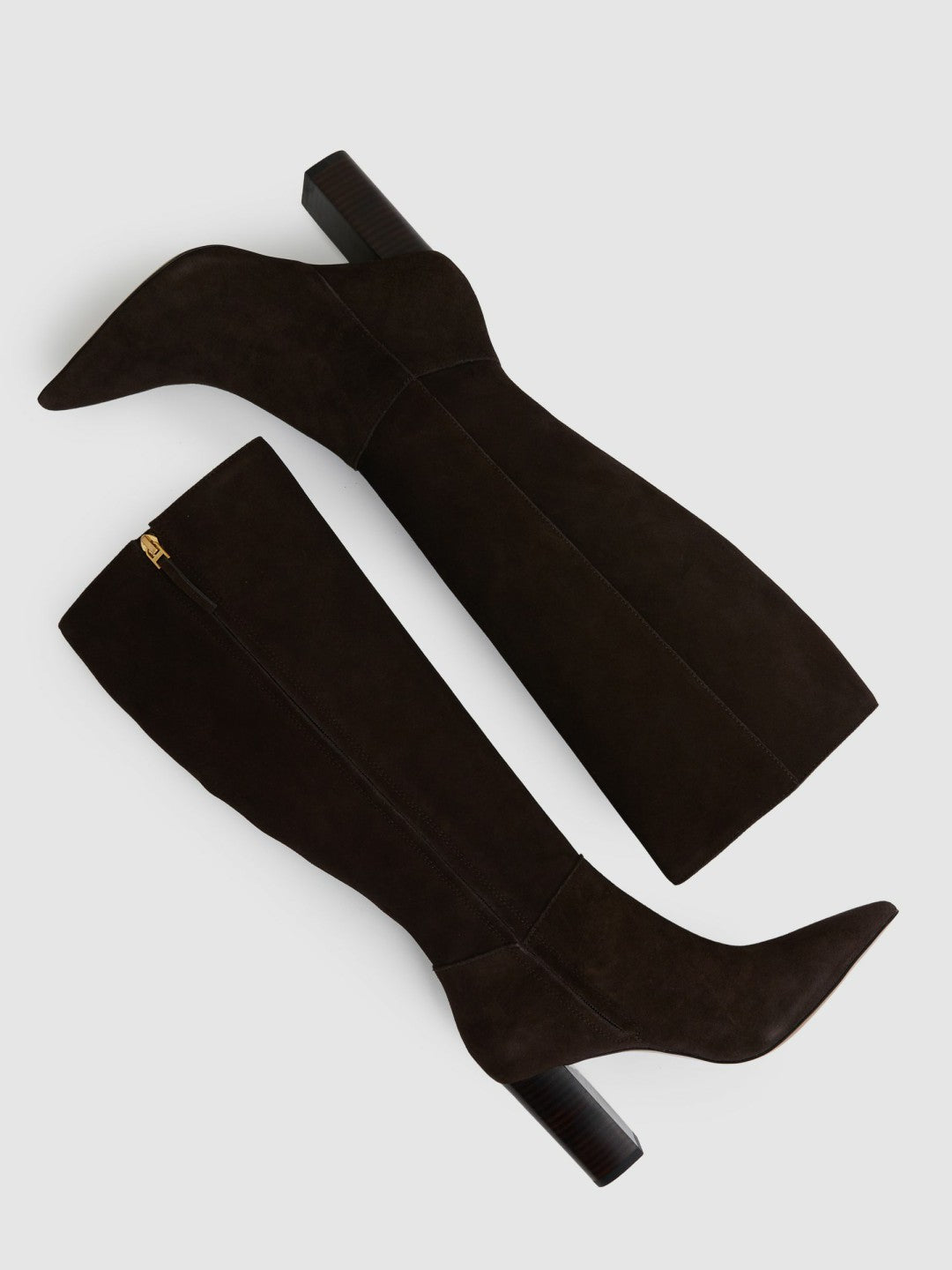 Women Block Heel Knee High Boots in Chocolate