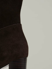 Women Block Heel Knee High Boots in Chocolate