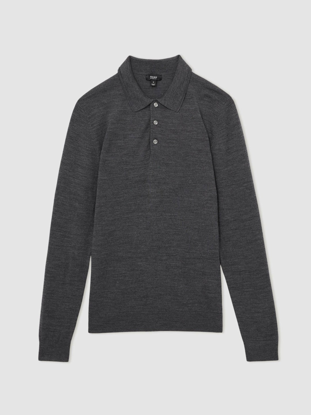 Men Merino Wool Polo Shirt in Derby Grey Marl