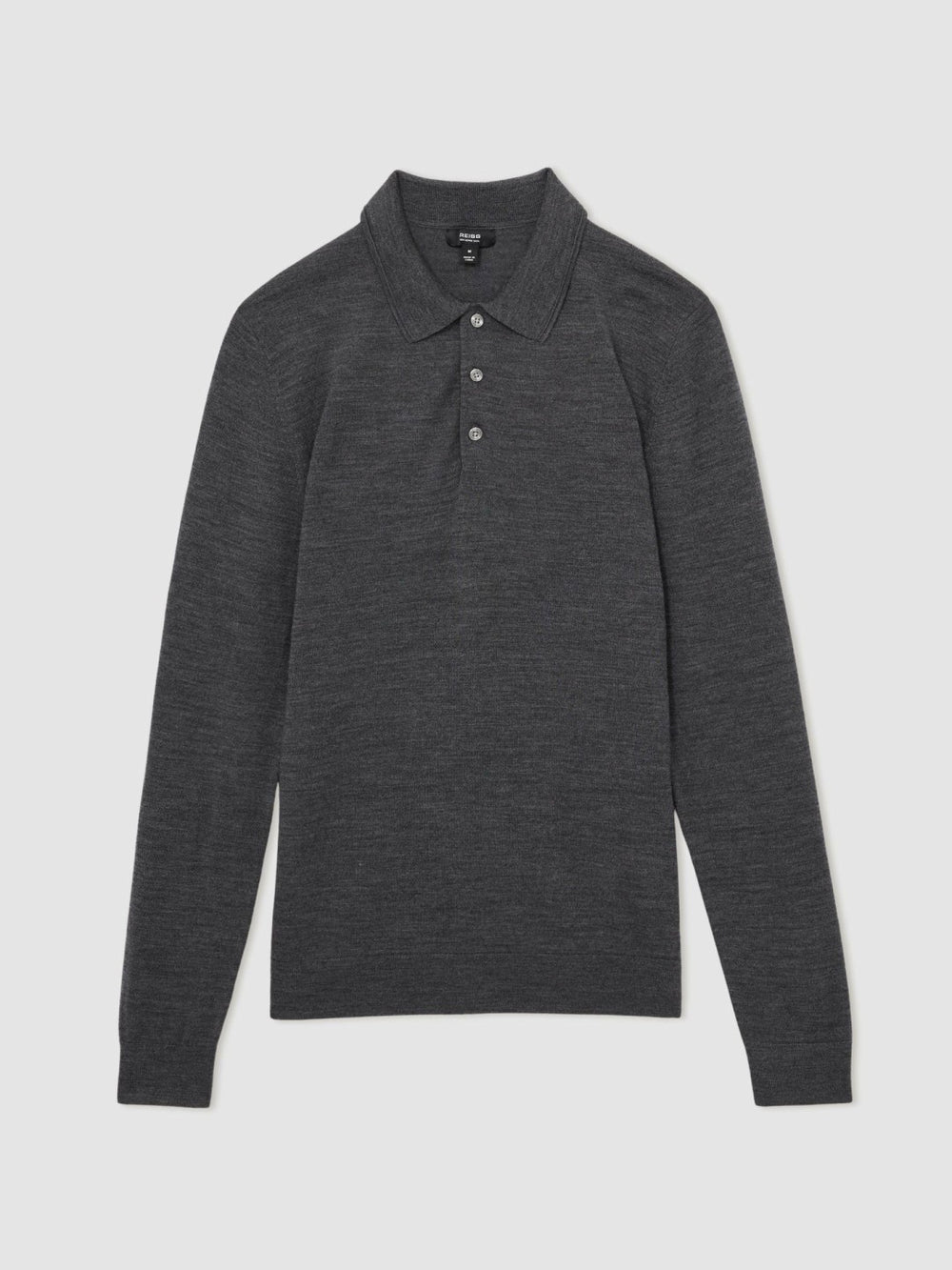 Men Merino Wool Polo Shirt in Derby Grey Marl