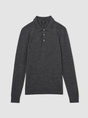 Men Merino Wool Polo Shirt in Derby Grey Marl