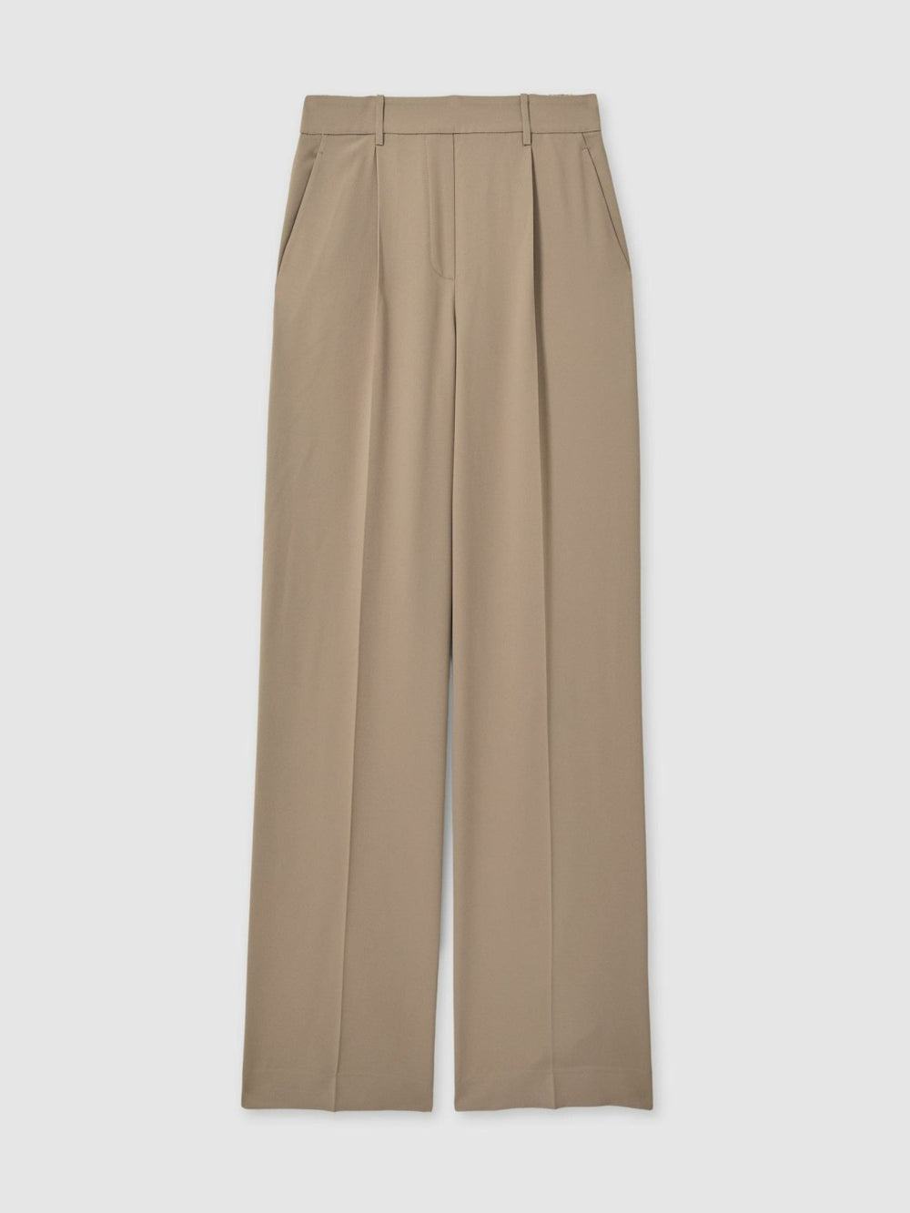 Women Half-Elasticated Wide Leg Trousers in Mink Neutral