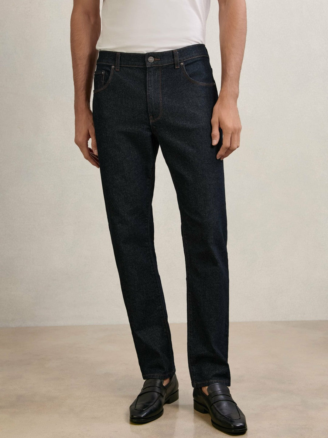 Men Straight-Leg Jeans in Raw Indigo