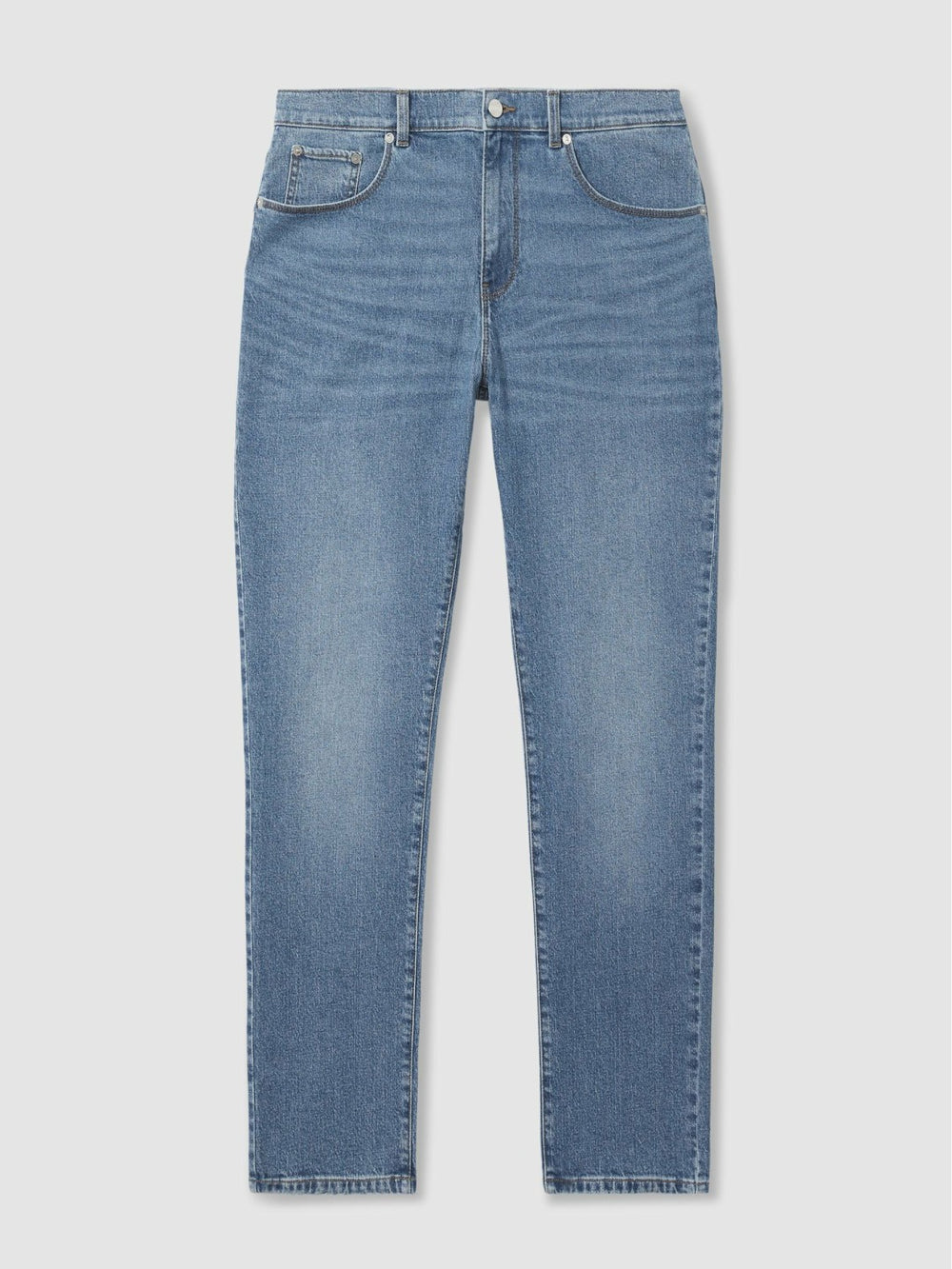 Men Straight-Leg Jeans in Mid Blue Wash