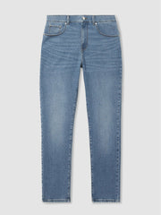 Men Straight-Leg Jeans in Mid Blue Wash