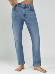 Men Straight-Leg Jeans in Mid Blue Wash