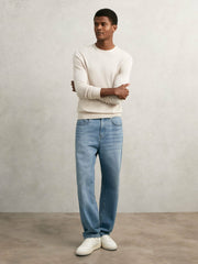 Men Loose-Fit Jeans in Light Blue Wash