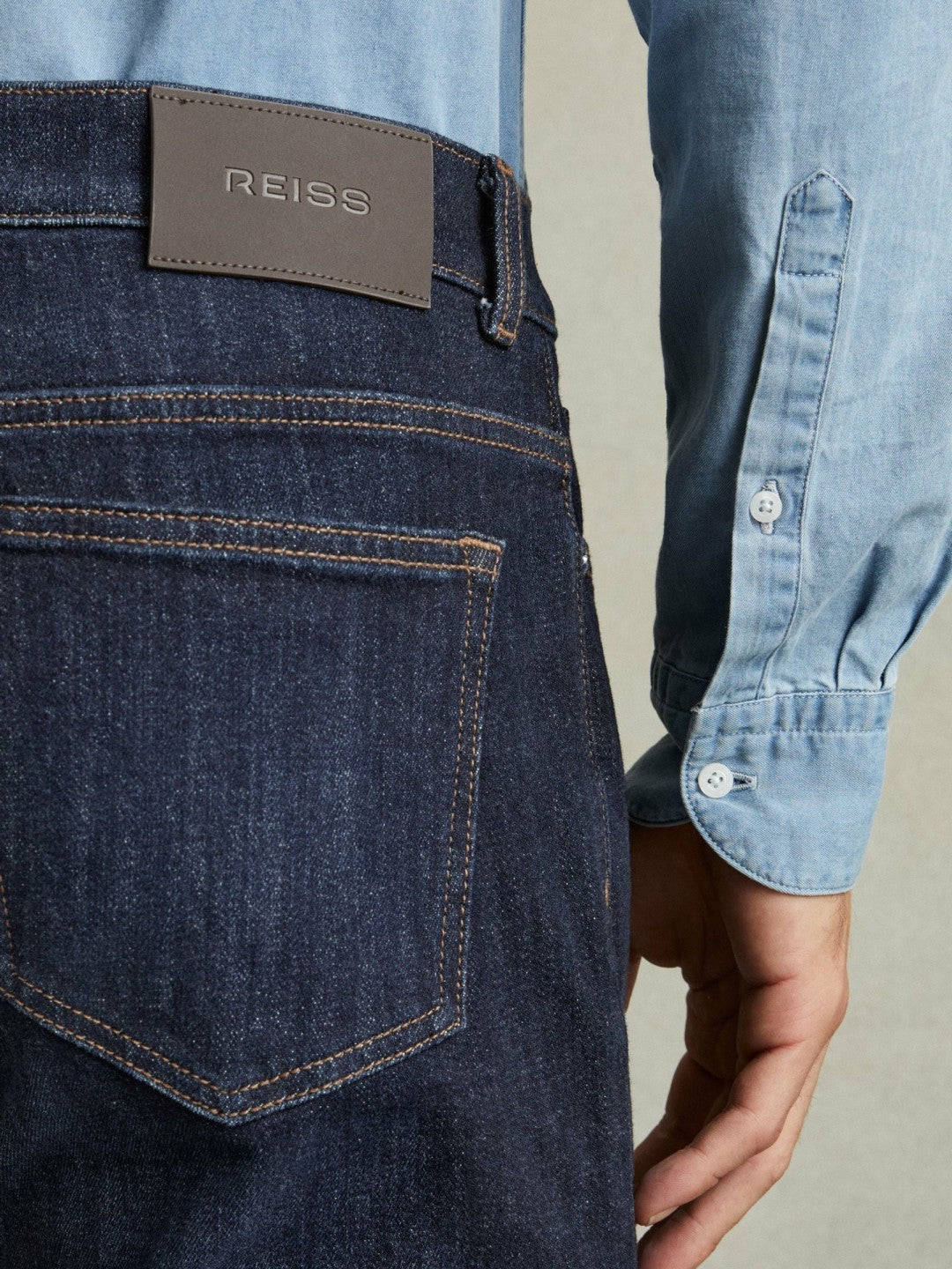 Men Cotton-Stretch Slim-Fit Jeans in Indigo Blue Wash