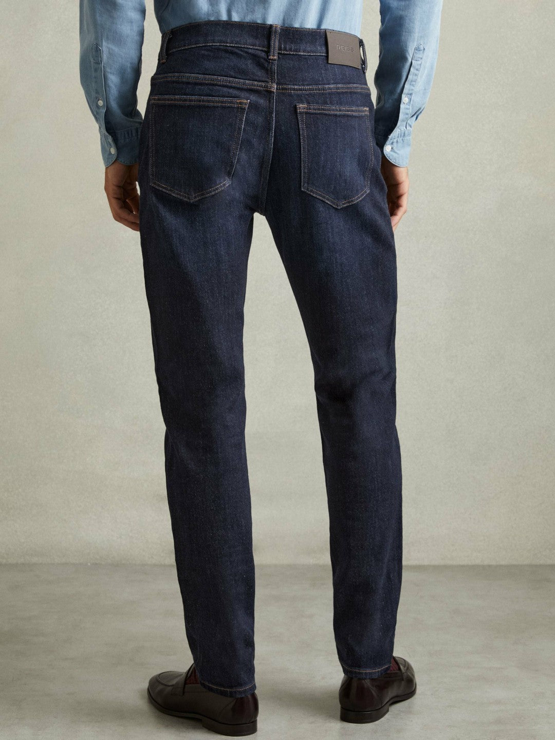 Men Cotton-Stretch Slim-Fit Jeans in Indigo Blue Wash