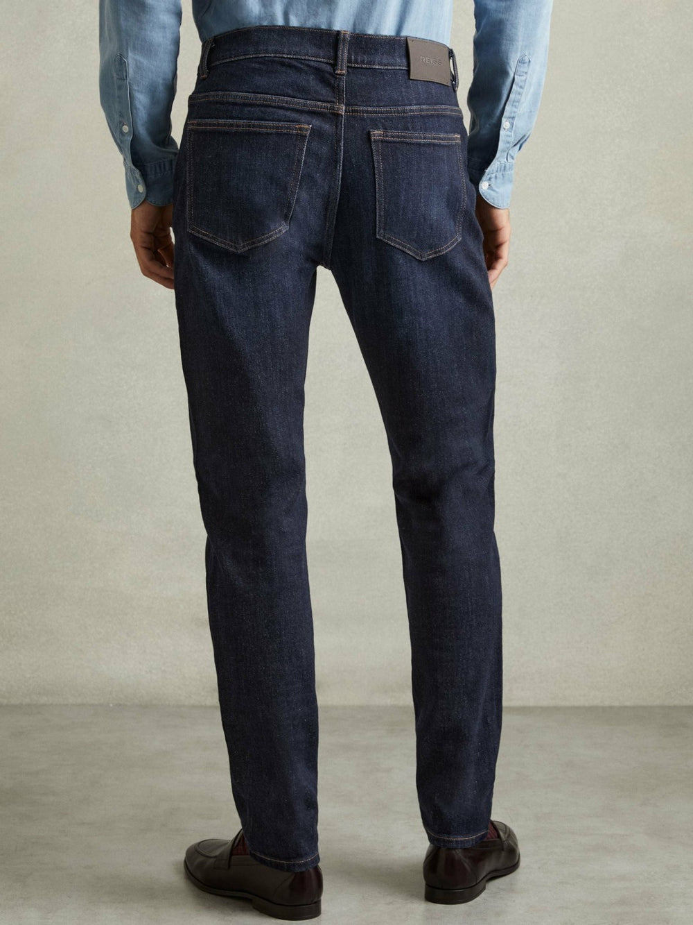 Men Cotton-Stretch Slim-Fit Jeans in Indigo Blue Wash