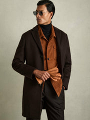 Men Leather Zip-Side Gloves in Tan