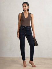 Women Petite Skinny Jeans in Dark Blue