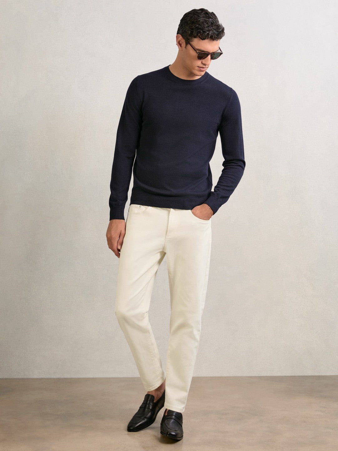 Men Relaxed-Fit Cropped Jeans in White