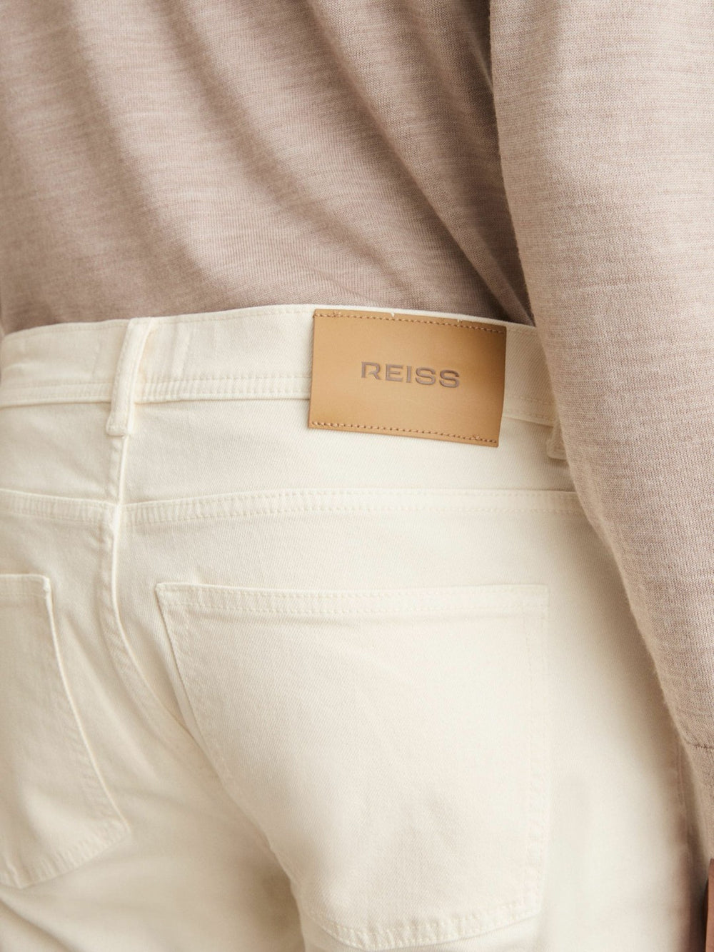 Men Cotton-Stretch Slim-Fit Jeans in White
