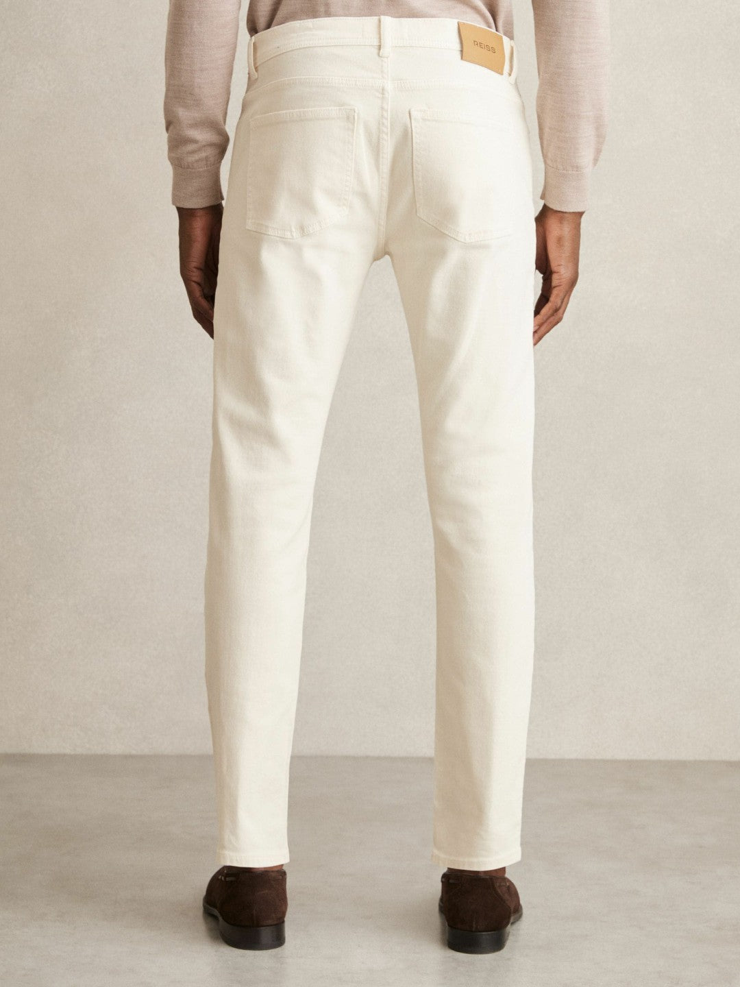 Men Cotton-Stretch Slim-Fit Jeans in White