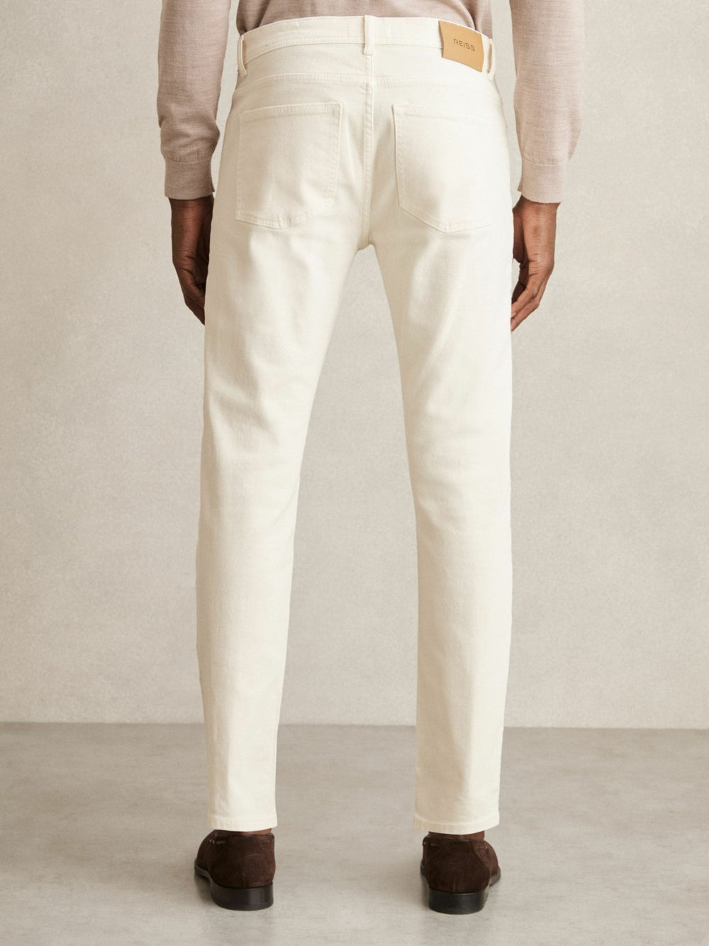 Men Cotton-Stretch Slim-Fit Jeans in White