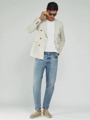 Men Relaxed-Fit Cropped Jeans in Light Blue Wash