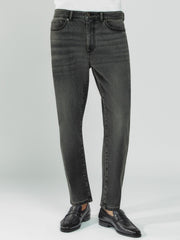 Men Relaxed-Fit Cropped Jeans in Washed Black