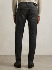 Men Tapered Slim-Fit Jeans in Washed Black