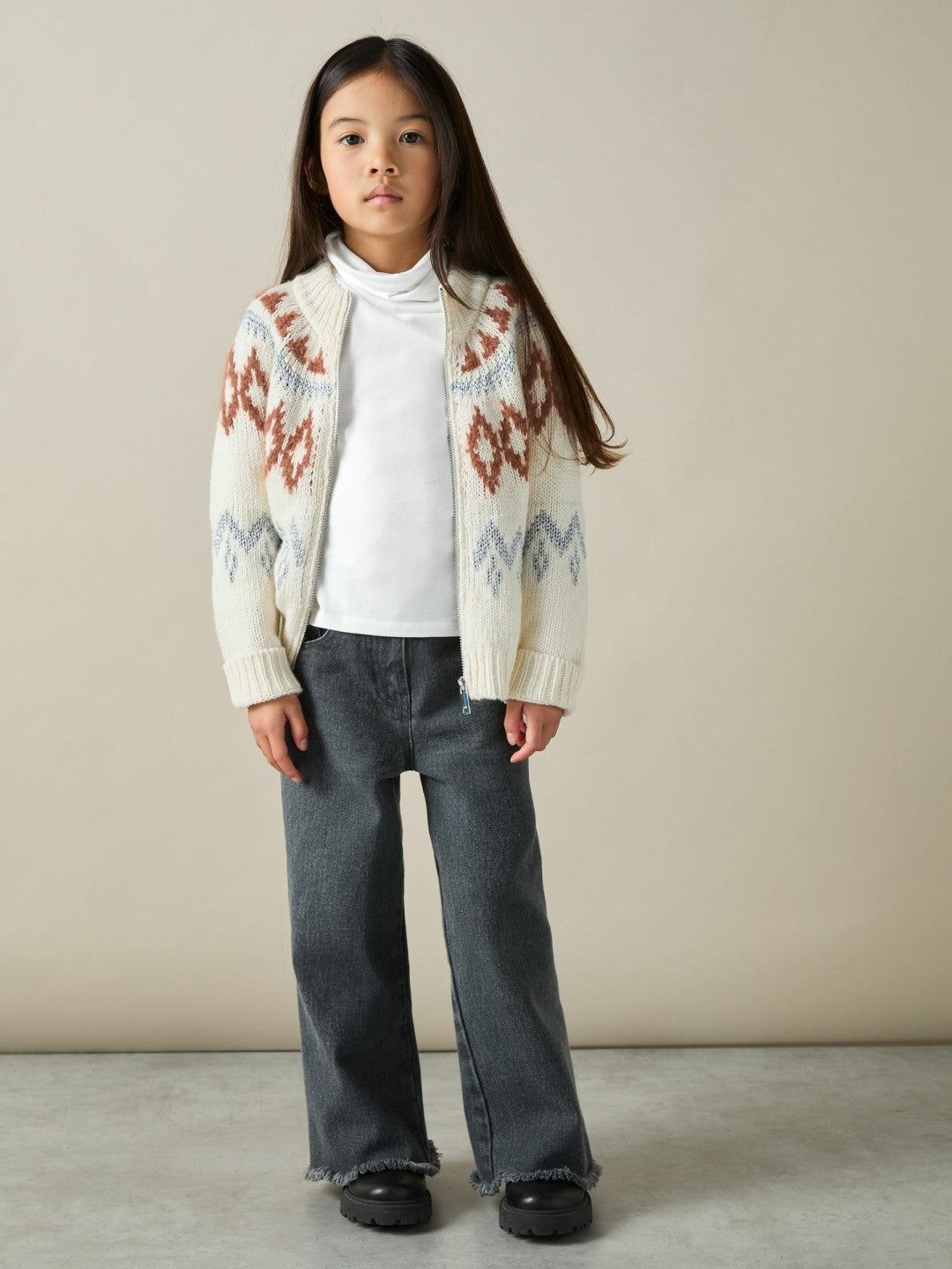 Children & Baby 9-13 yrs Cotton-Jersey Roll-Neck Top with Stretch in Ivory