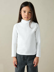 Children & Baby 9-13 yrs Cotton-Jersey Roll-Neck Top with Stretch in Ivory