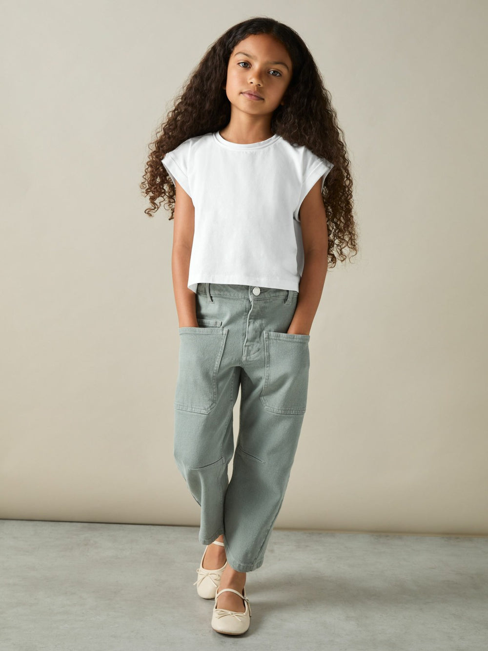 Children & Baby 4-9 yrs Cotton-Jersey Cropped T-Shirt in White