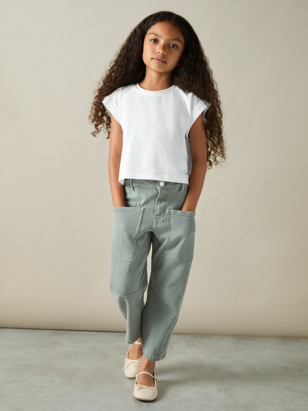 Children & Baby 4-9 yrs Cotton-Jersey Cropped T-Shirt in White