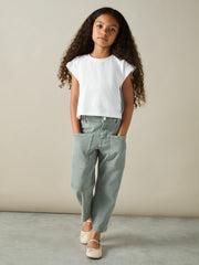 Children & Baby 4-9 yrs Cotton-Jersey Cropped T-Shirt in White
