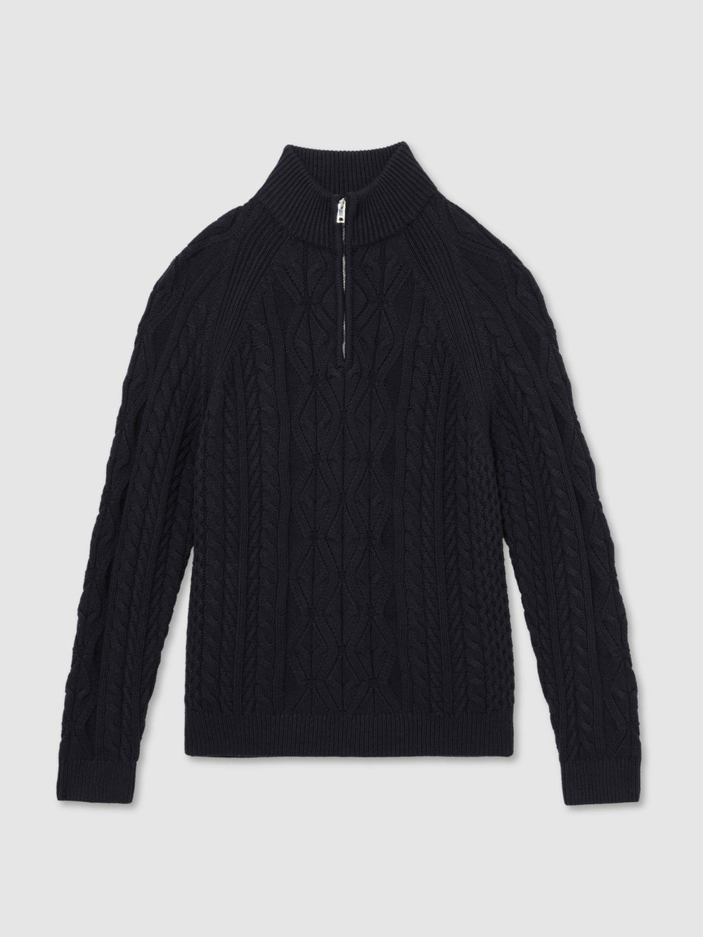 Men Cable-Knit Half-Zip Jumper in Navy