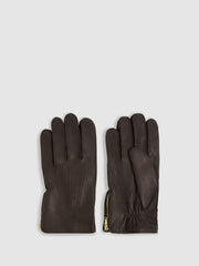 Men Leather Zip-Side Gloves in Dark Brown