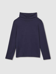 Children & Baby 4-9 yrs Cotton-Jersey Roll-Neck Top with Stretch in Navy