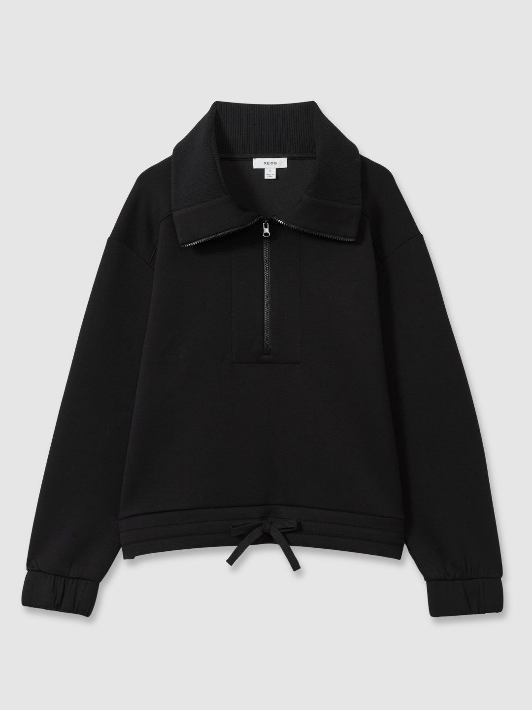 Women Interlock Half-Zip Drawstring-Hem Sweatshirt in Black