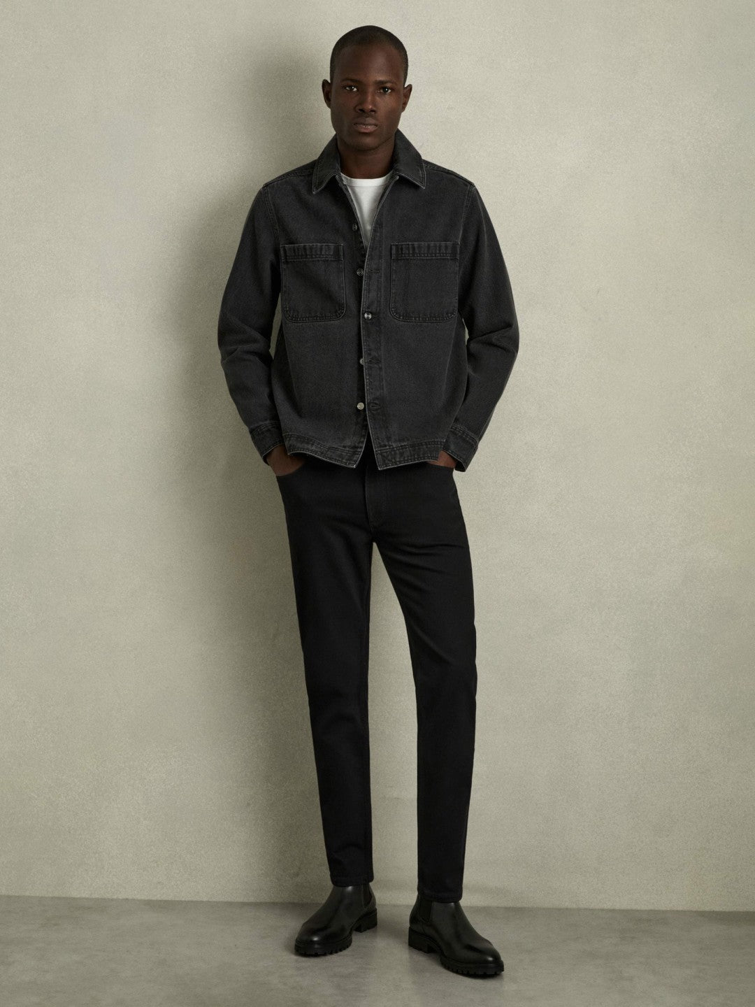 Men Cotton-Stretch Slim-Fit Jeans in Stay Black