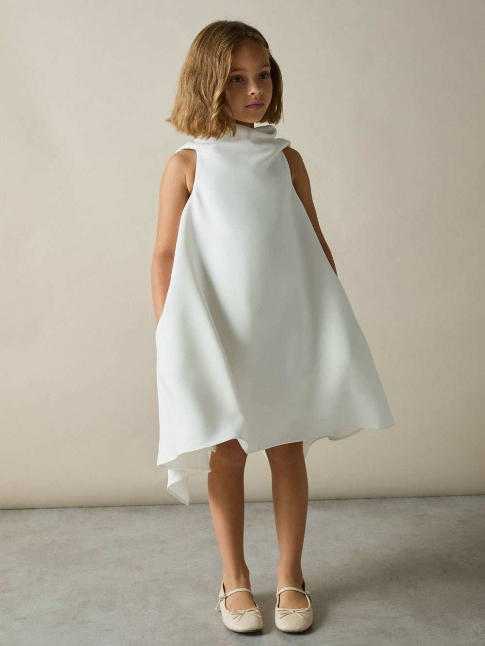 Children & Baby 13-14 yrs High-Neck Drape Back Dress in Ivory