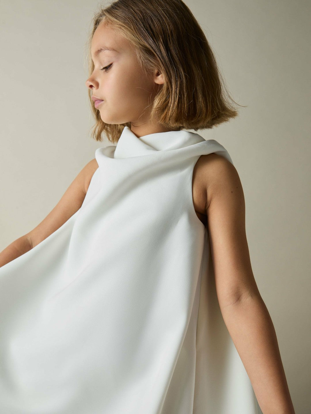 Children & Baby 13-14 yrs High-Neck Drape Back Dress in Ivory