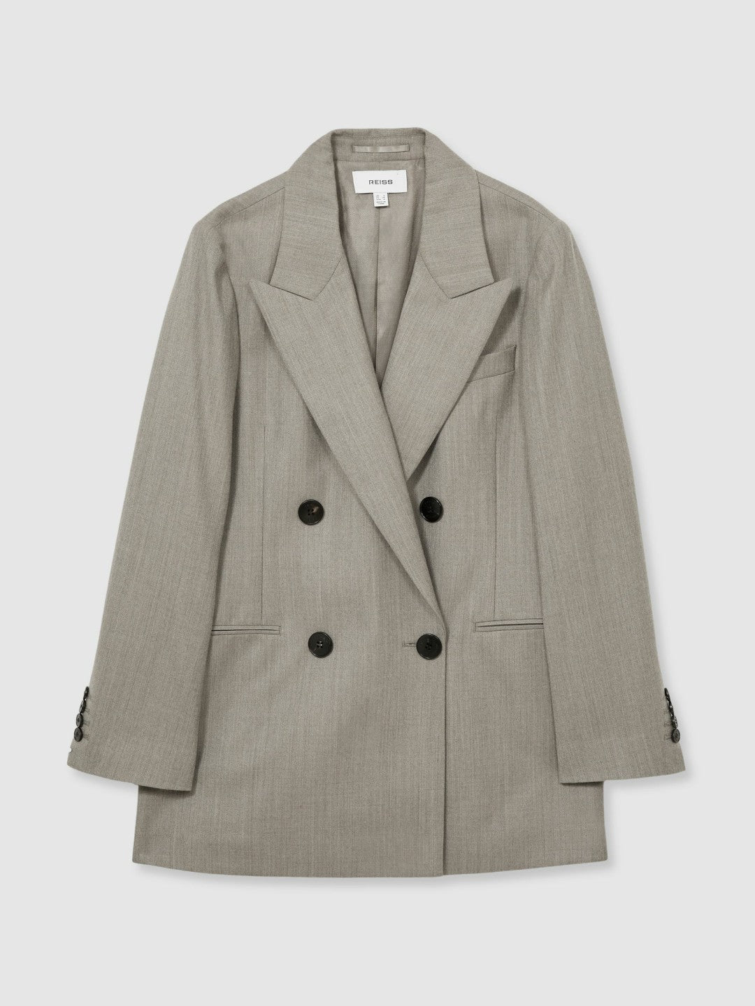 Women Wool Oversized Double-Breasted Blazer in Grey