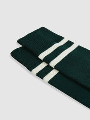 Men Striped Socks With Wool And Cashmere in Forest Green/Ecru