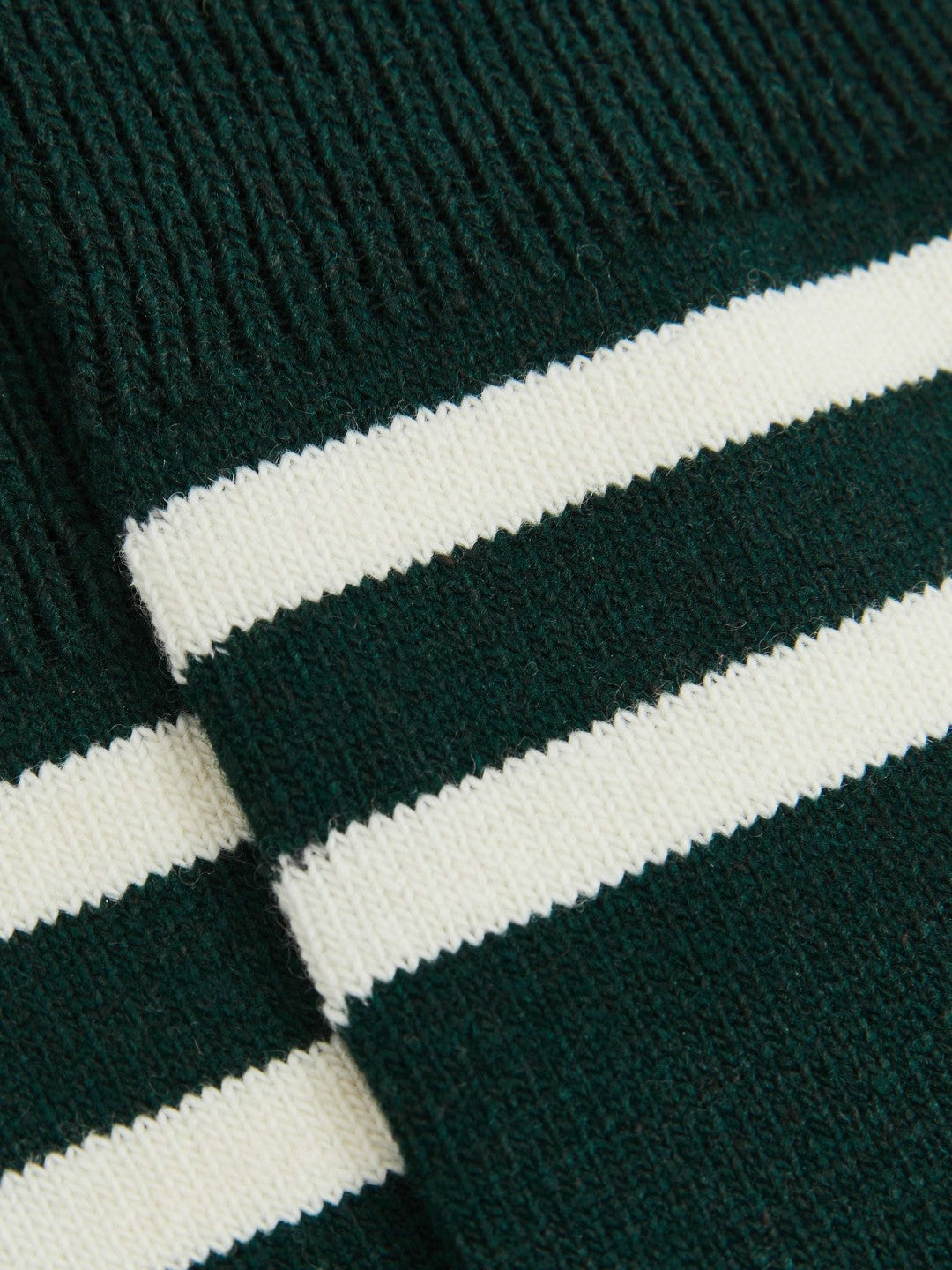 Men Striped Socks With Wool And Cashmere in Forest Green/Ecru