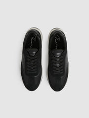 Men Leather Suede Running Trainers in Black/White