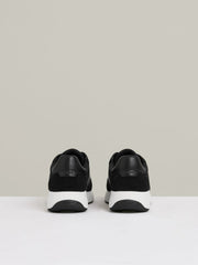 Men Leather Suede Running Trainers in Black/White